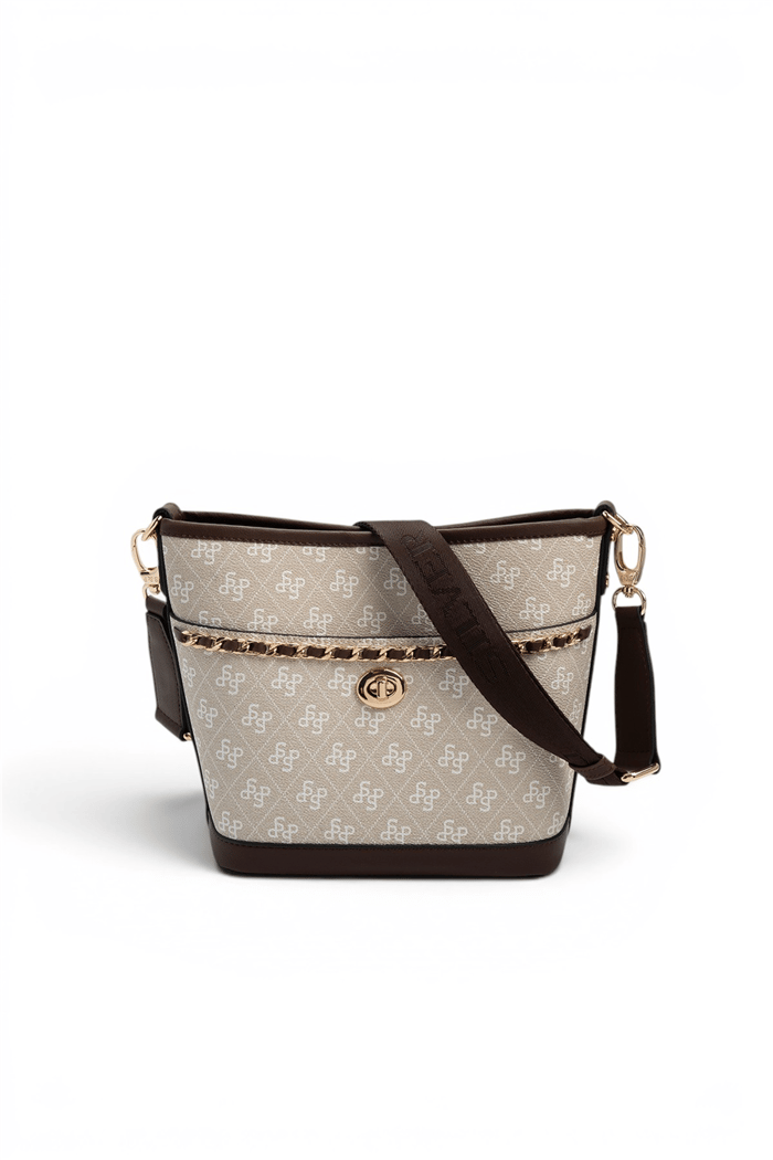 Silver Polo Taş - Kahve Monogram Kadın Omuz Çantası SP1284