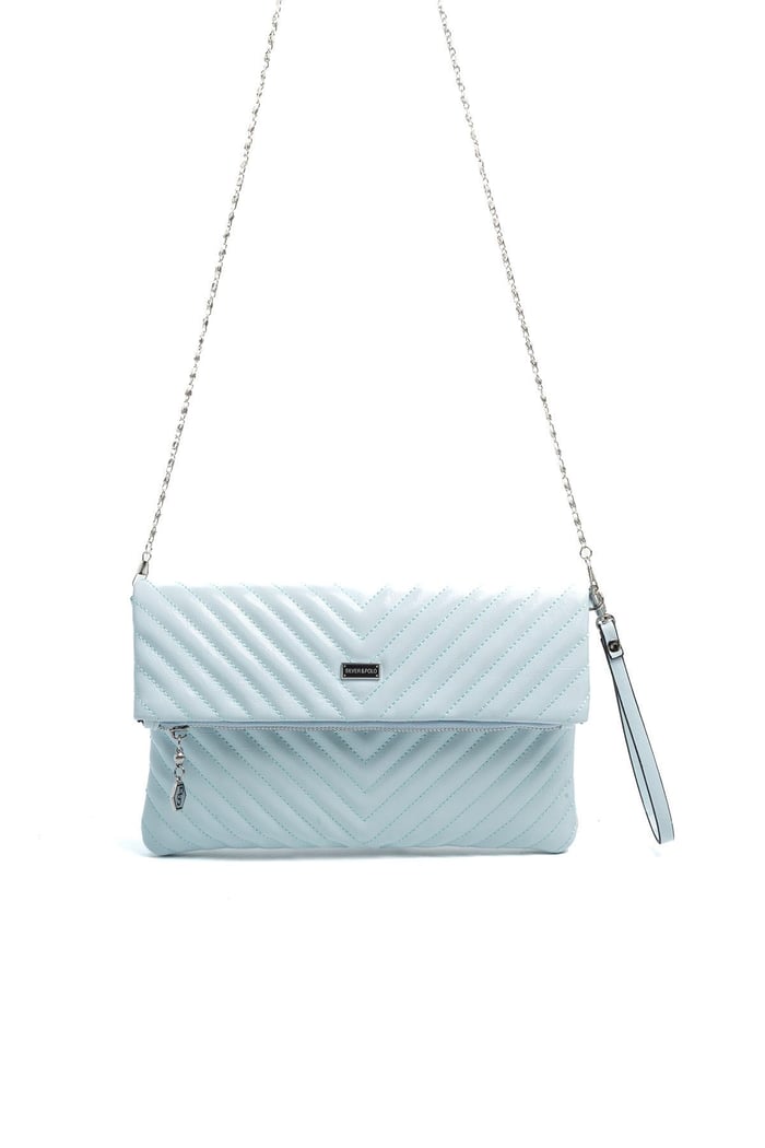 Silver Polo Mavi - Mavi Kapitone V Kadın Portföy ve Clutch El Çantası SP1134