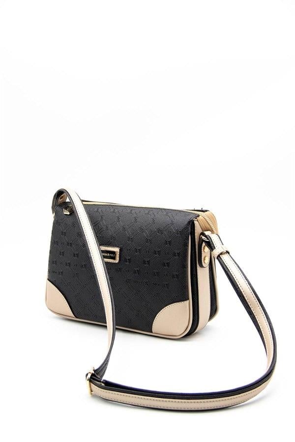 Silver & Polo SP784 Kadın Çapraz Çanta Logolu Siyah-S.Nut
