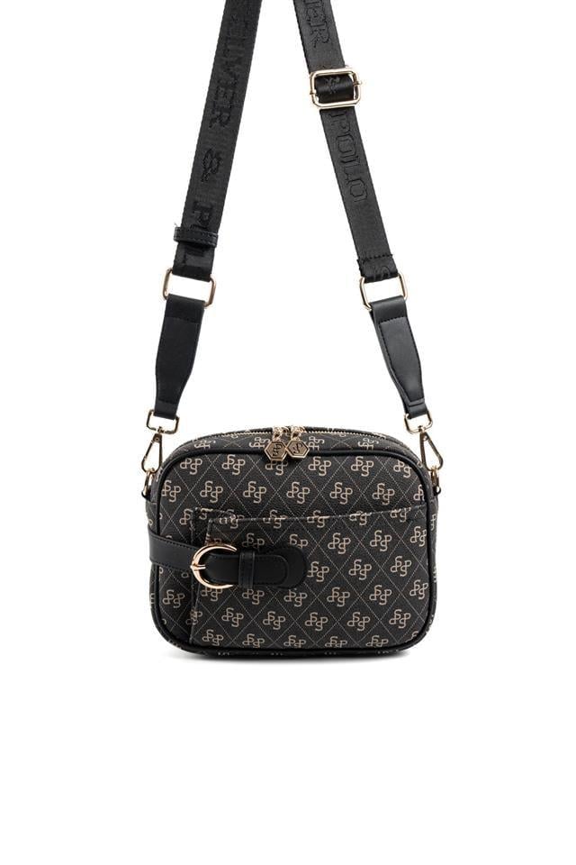 Silver & Polo SP1269 Kadın Çapraz Çanta Monogram Füme-Siyah