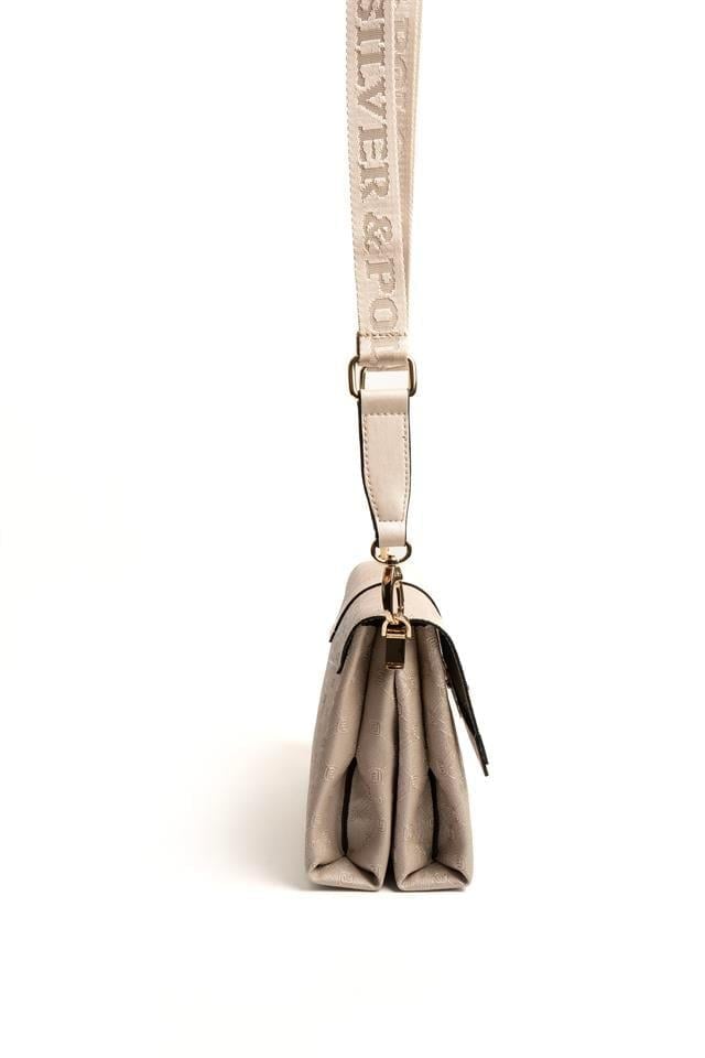 Silver & Polo SP1009 Kadın Çapraz Çanta Logolu Bej-S.Bej