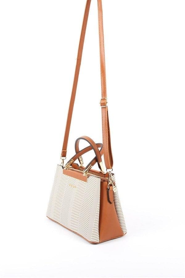 Silver & Polo SP913 Kadın El Çantası Hasır Bej-Taba