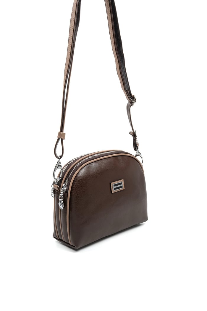 Silver Polo Kahve - Latte Düz Kadın Çapraz Çanta SP765