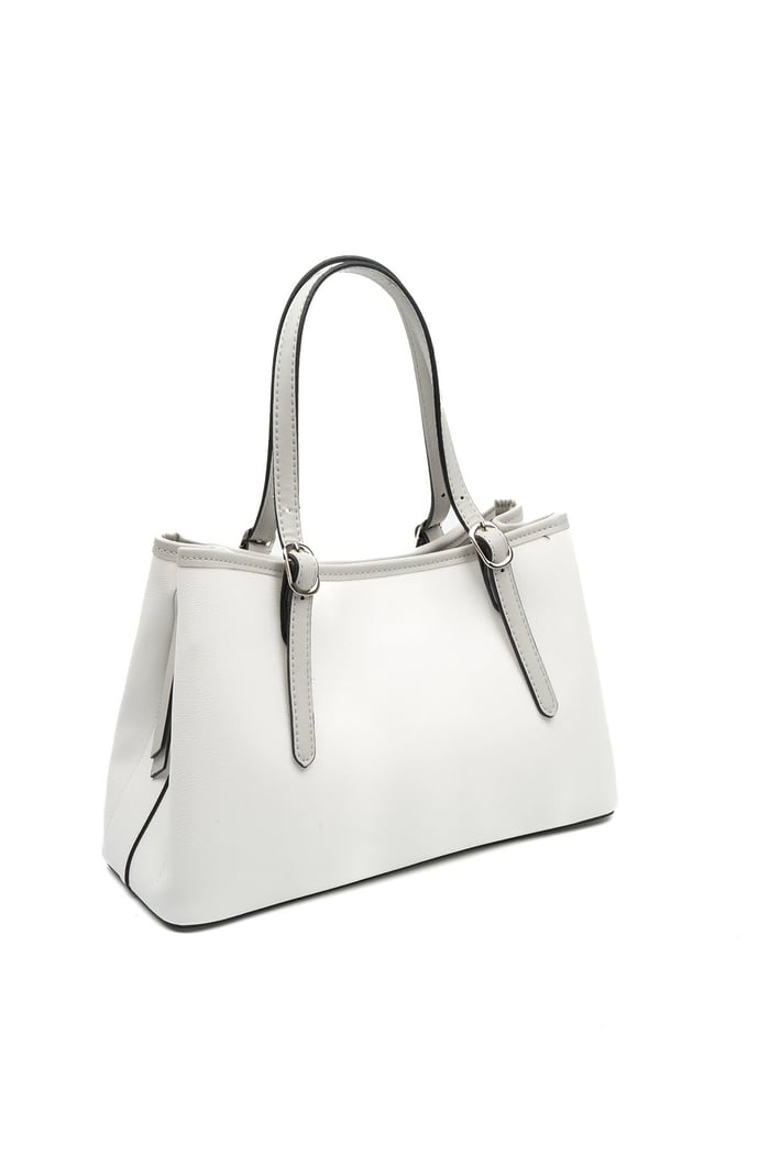 Silver & Polo SP1252 Kadın El Çantası Düz Beyaz-A.Gri