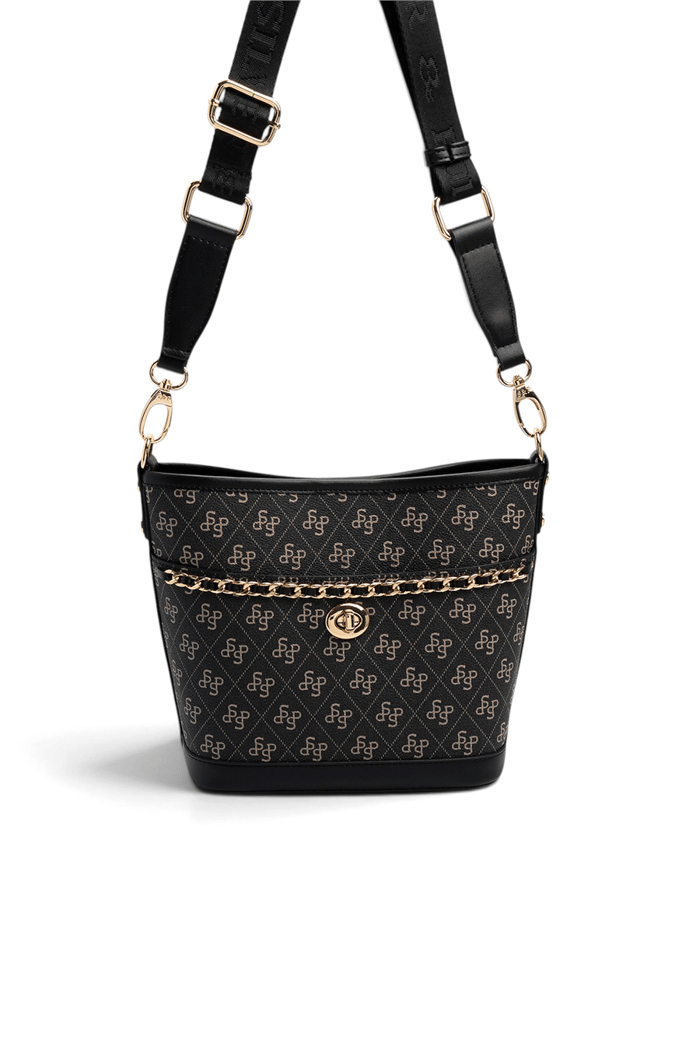Silver & Polo SP1284 Kadın Omuz Çantası Monogram Füme-Siyah
