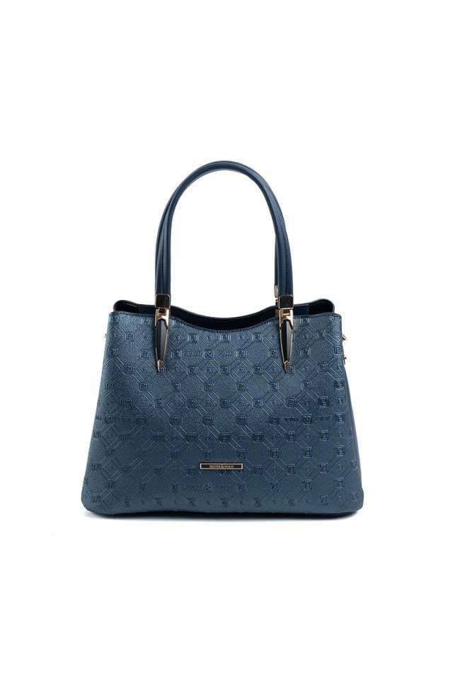 Silver & Polo SP1205 Kadın El Çantası Logolu Lacivert