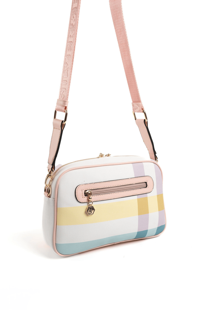 Silver Polo Lila - Pembe Ekose Kadın Çapraz Çanta SP1094