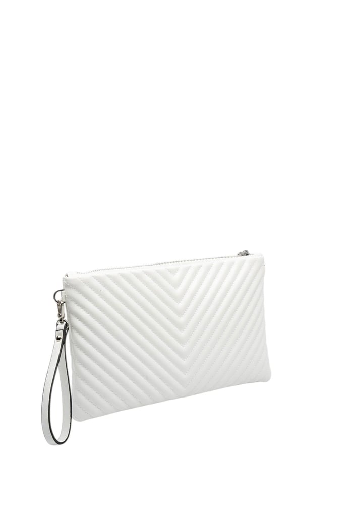 Silver Polo Crash Beyaz Kapitone V Kadın Portföy ve Clutch El Çantası SP1034
