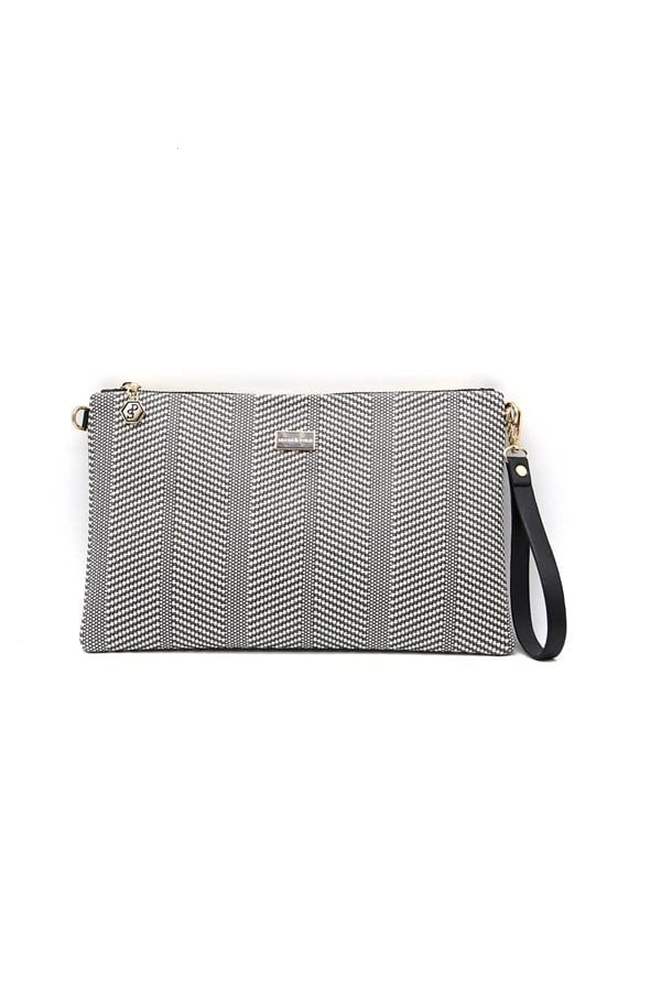 Silver & Polo SP1034 Kadın Portföy & Clutch Hasır Siyah Beyaz-Siyah