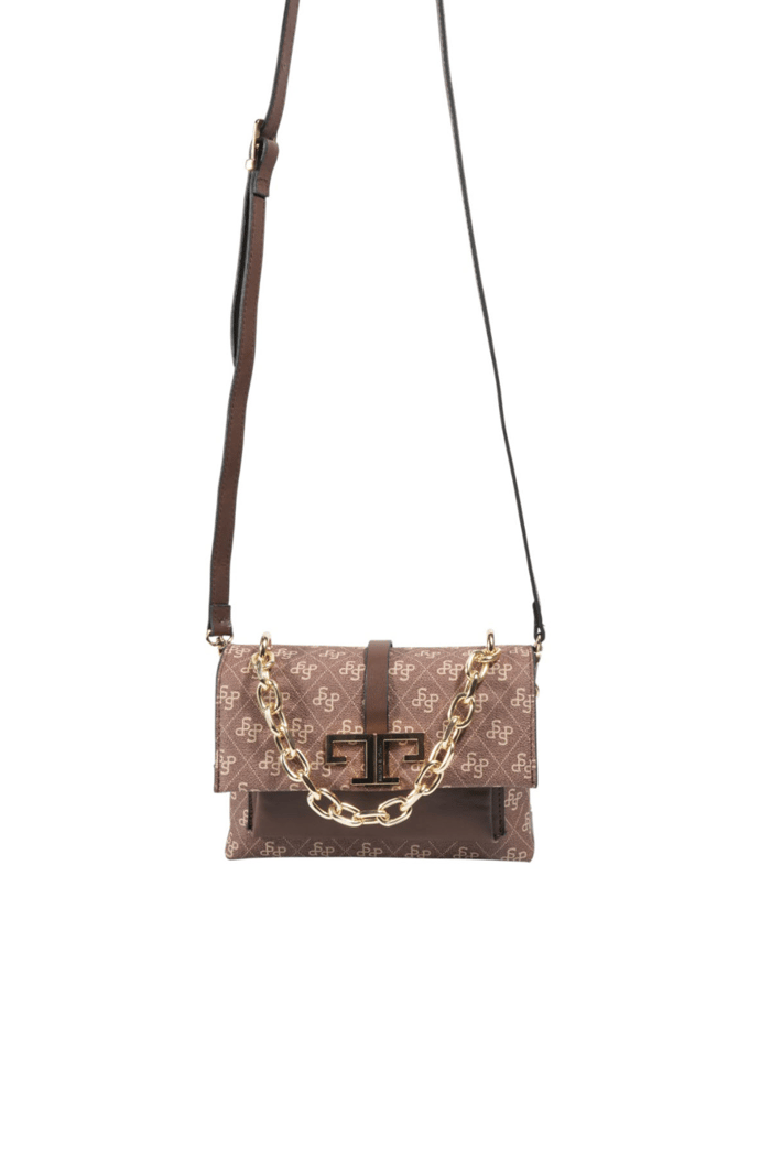 Silver Polo Kahve - Kahve Monogram Kadın Çapraz Çanta SP1148