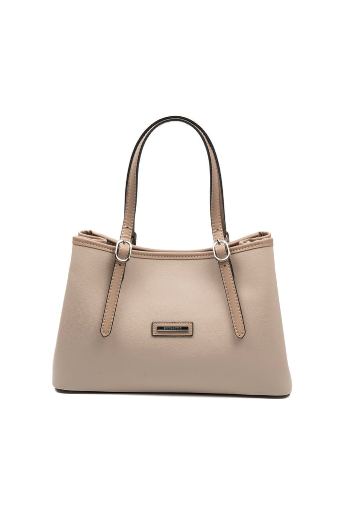 Silver & Polo SP1252 Kadın El Çantası Düz Koyu Bej-Latte