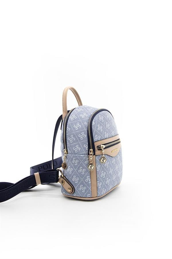 Silver Polo Mavi - Ten Monogram Kadın Sırt Çantası SP983