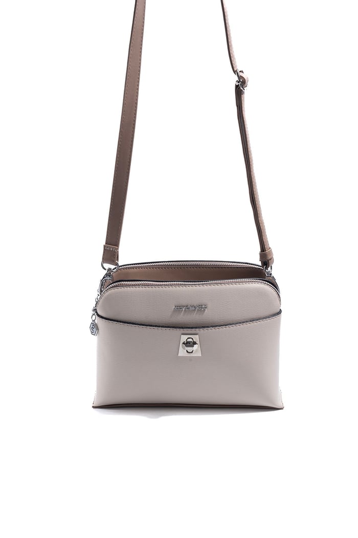 Silver Polo Bej - Latte Düz Kadın Çapraz Çanta SP623