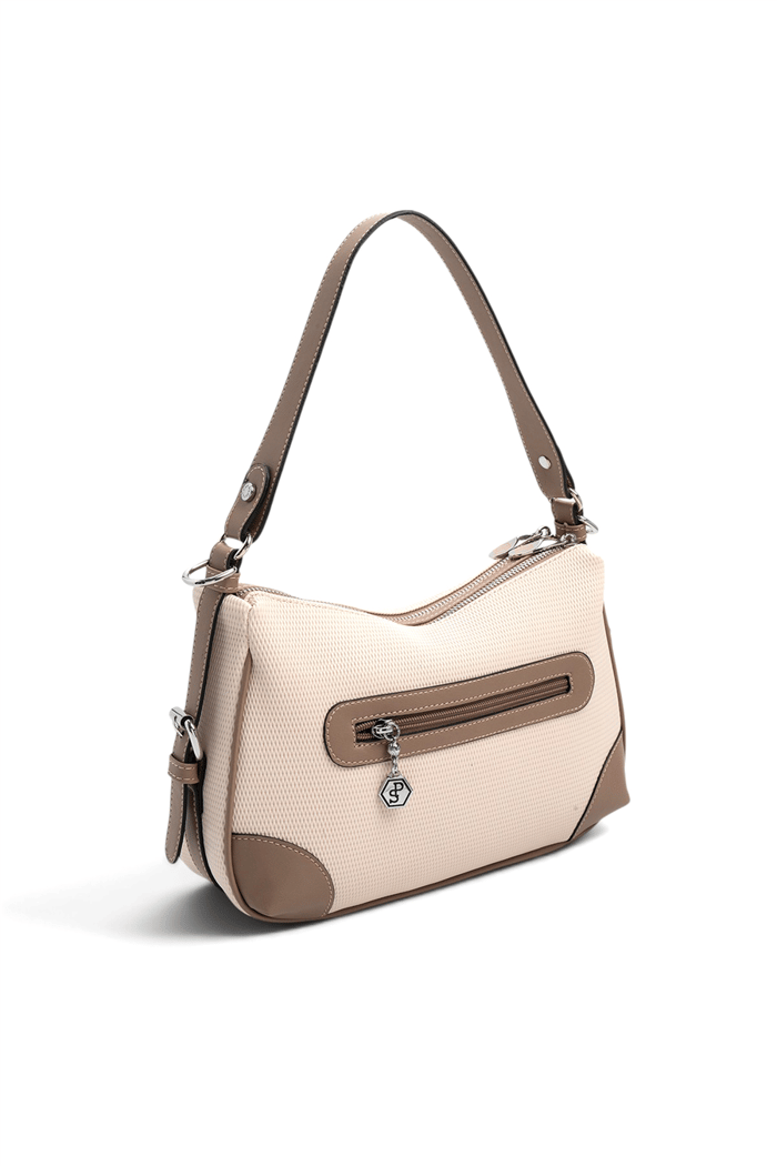 Silver Polo Bej - Latte Petek Kadın Omuz Çantası SP1269