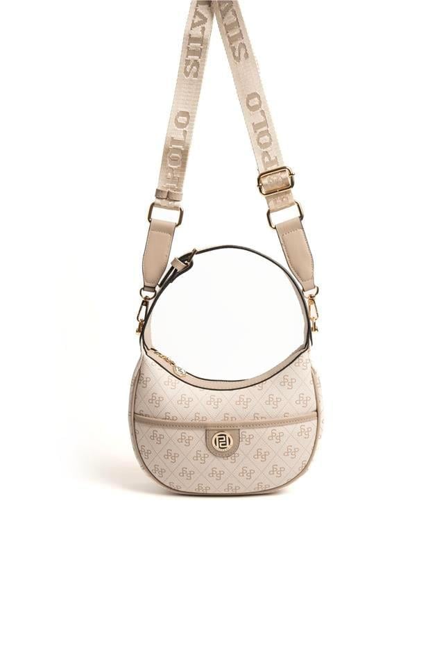 Silver & Polo SP1194 Kadın Omuz Çantası Monogram Bej-Kum