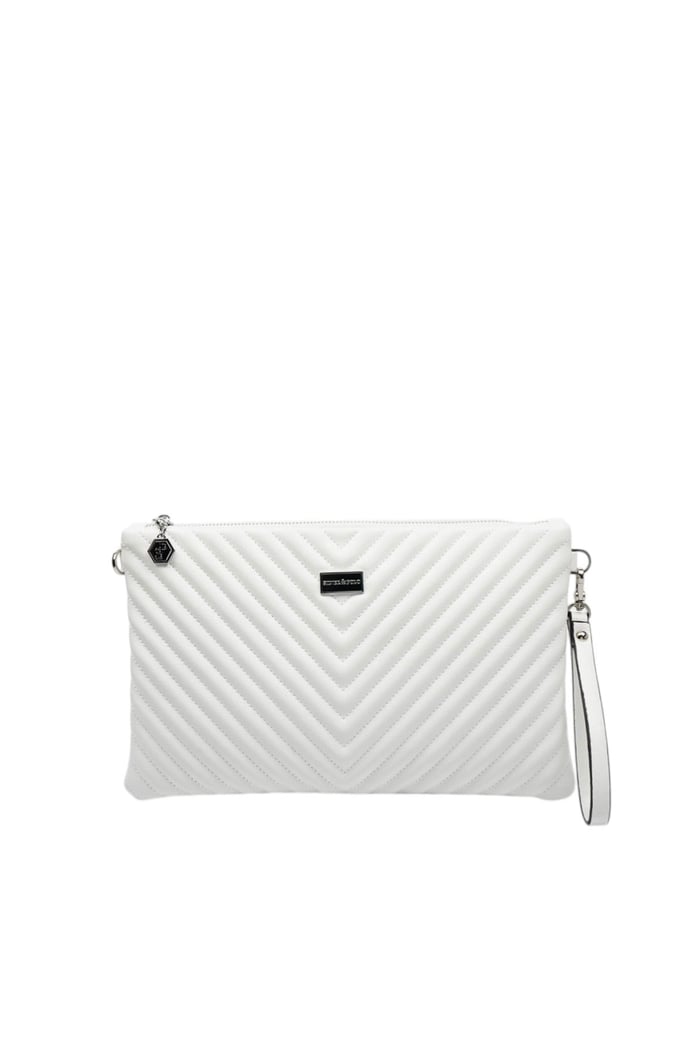 Silver Polo Crash Beyaz Kapitone V Kadın Portföy ve Clutch El Çantası SP1034