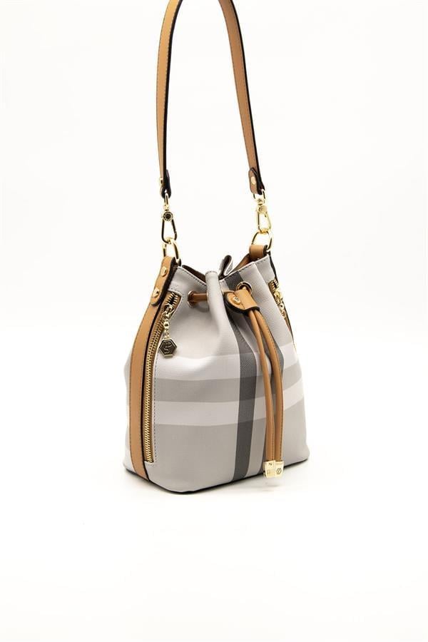 Silver & Polo SP1137 Kadın Omuz Çantası Ekose A.Gri-A.Taba
