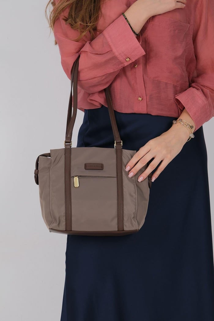 Silver Polo Kum - Kahve Saten Kadın Omuz Çantası SP1215