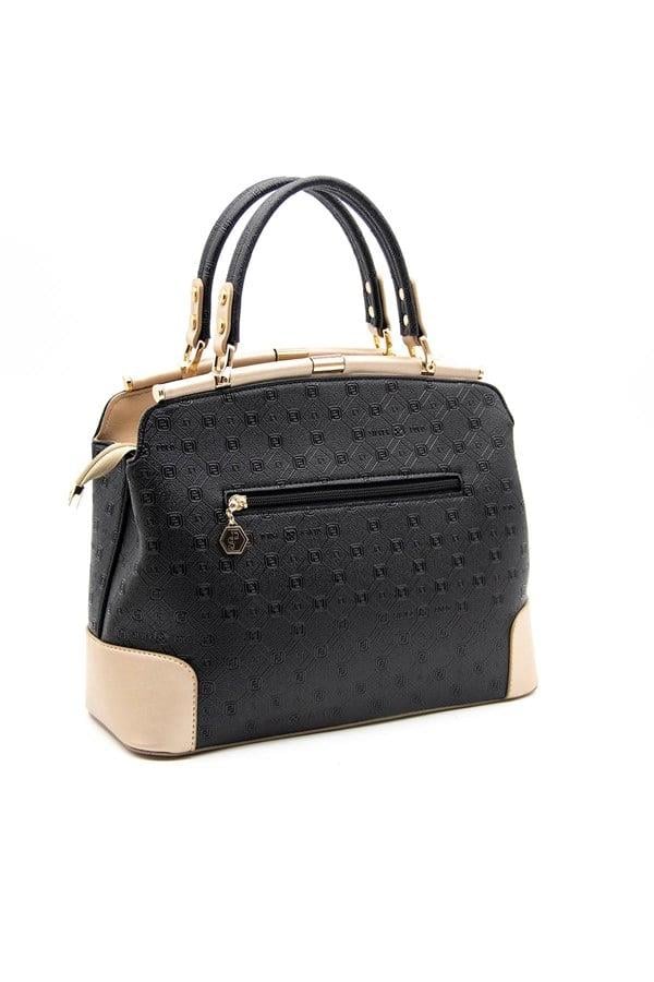 Silver & Polo SP706 Kadın El Çantası Logolu Siyah-S.Nut