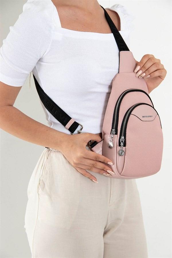 Silver Polo Pink - Pink Petek Kadın Vücut Çantası SP959