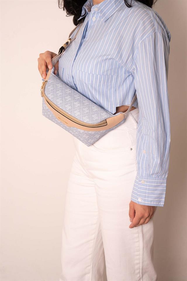 Silver Polo Mavi - Ten Monogram Kadın Bel Çantası SP1192