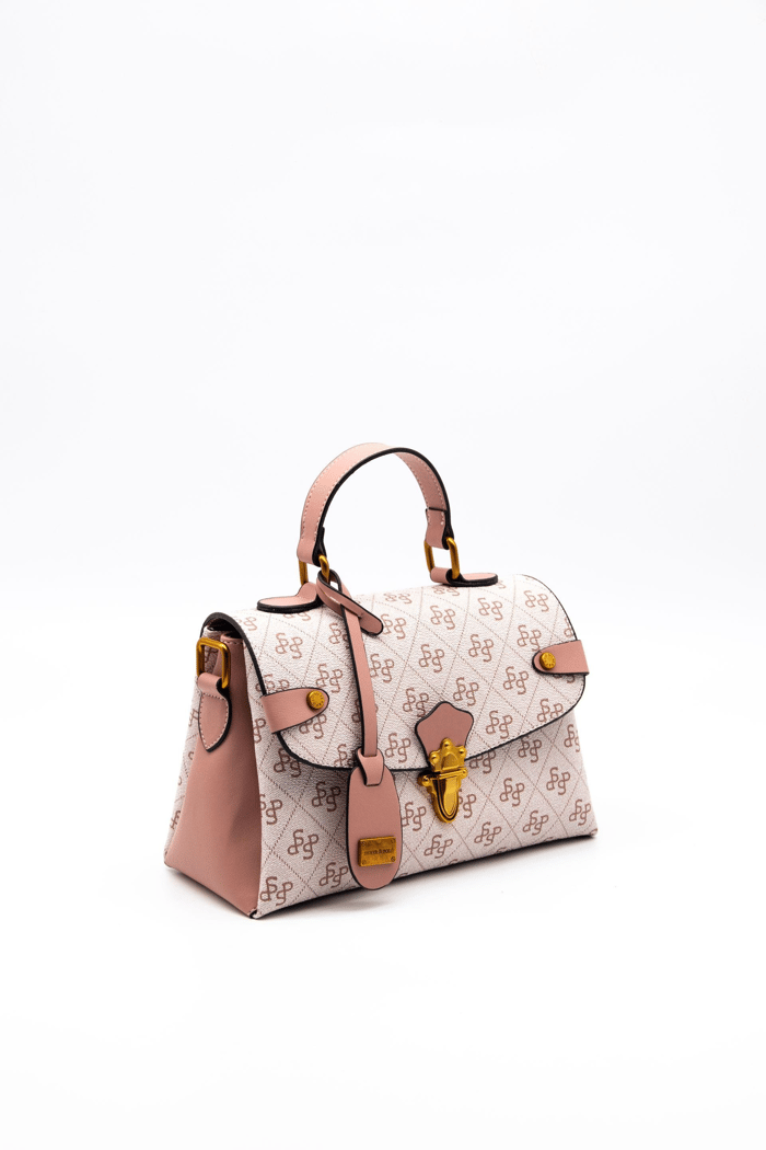 Silver Polo Pembe - Somon Monogram Kadın El Çantası SP1159