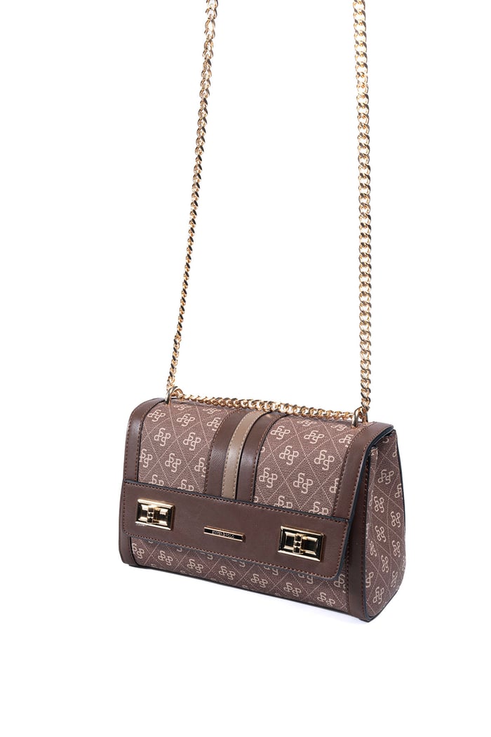 Silver Polo Kahve - Kahve Monogram Kadın Çapraz Çanta SP1139