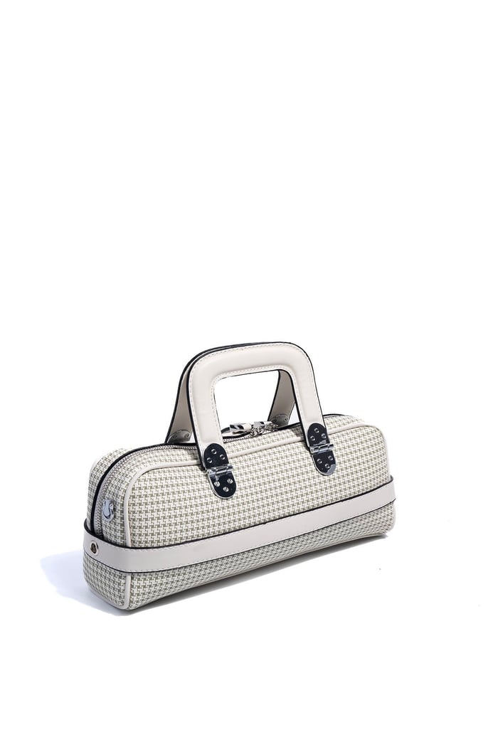Silver Polo Yeşil - Kemik Kaz Ayağı Ekose Kadın El Çantası SP1258