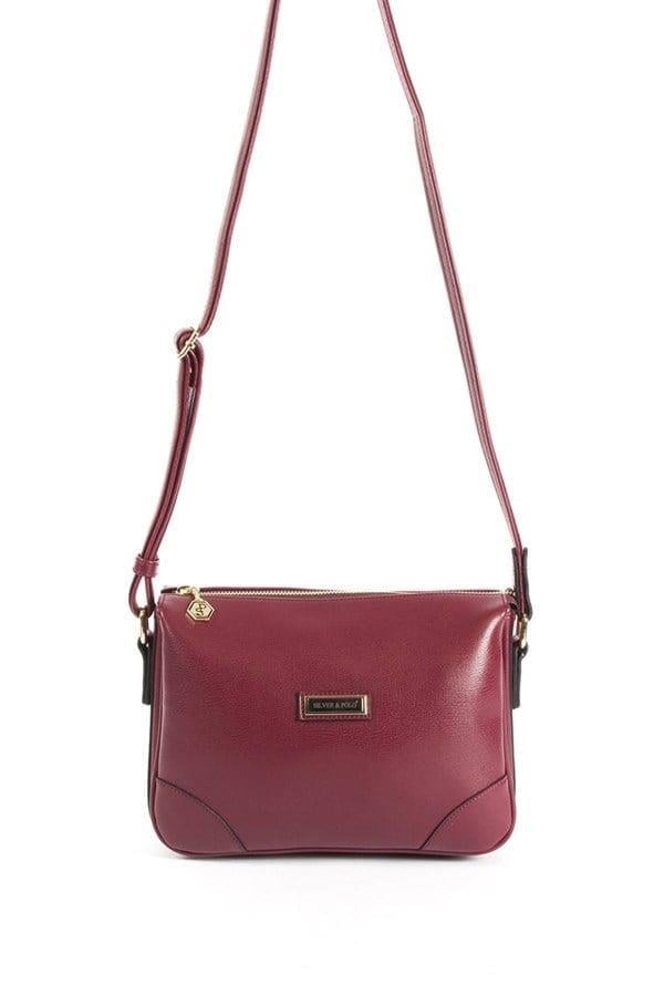 Silver & Polo SP784 Kadın Çapraz Çanta Düz Bordo