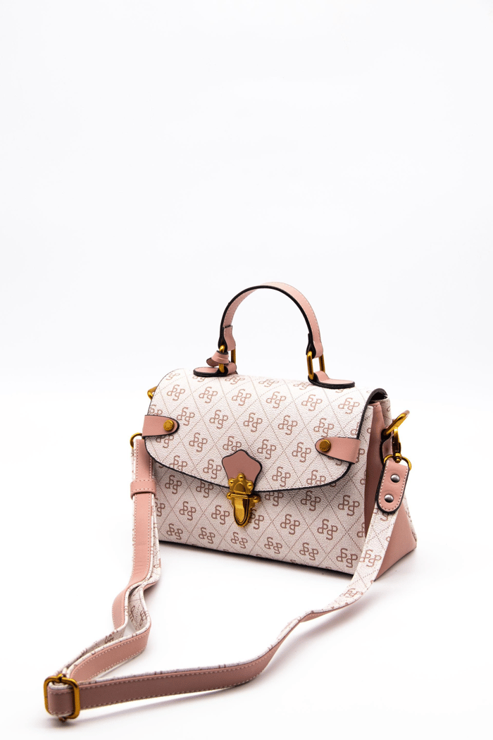 Silver Polo Pembe - Somon Monogram Kadın El Çantası SP1159