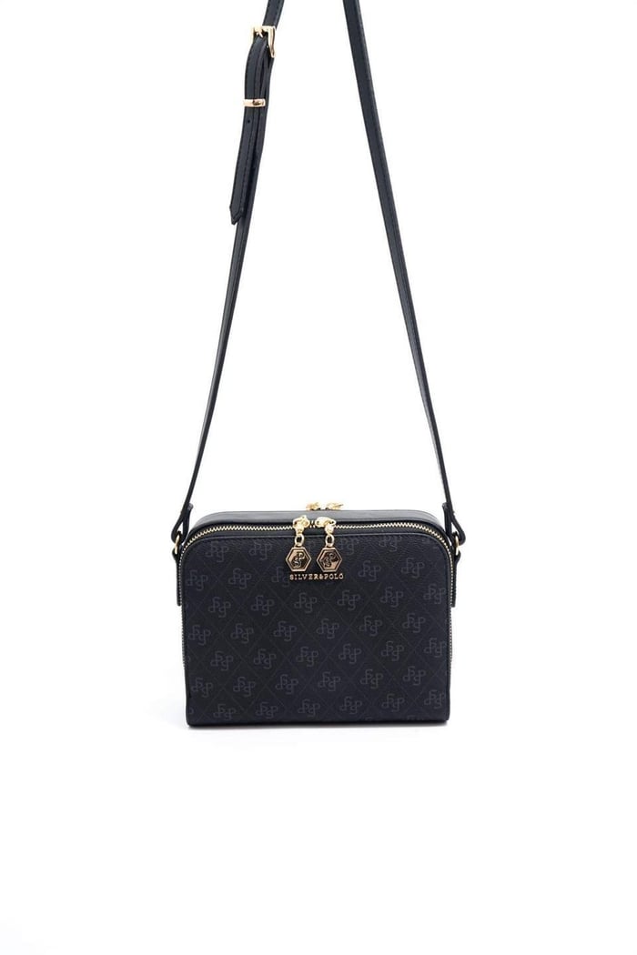 Silver & Polo SP888 Kadın Çapraz Çanta Monogram Siyah