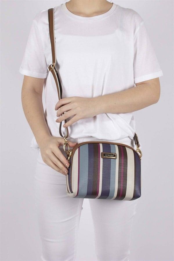 Silver Polo Mix - Taba Ekose Kadın Çapraz Çanta SP765
