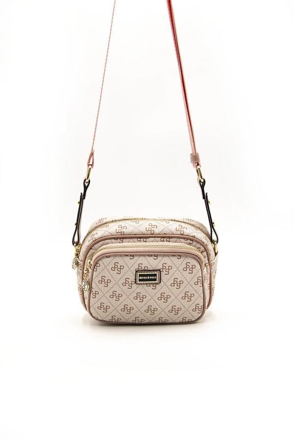 Silver Polo Pembe - Pudra Monogram Kadın Çapraz Çanta SP1111