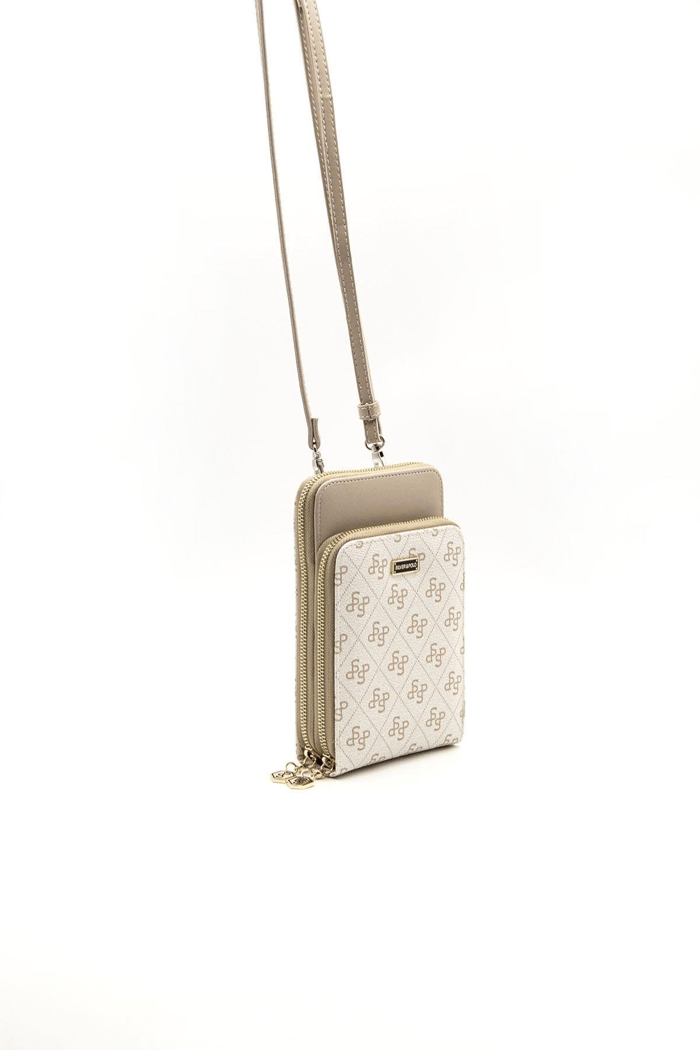 Silver Polo Bej - Kum Monogram Kadın Telefon Çantası SP1011