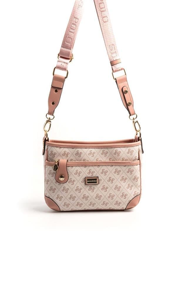 Silver Polo Pembe - Somon Monogram Kadın Çapraz Çanta SP1160