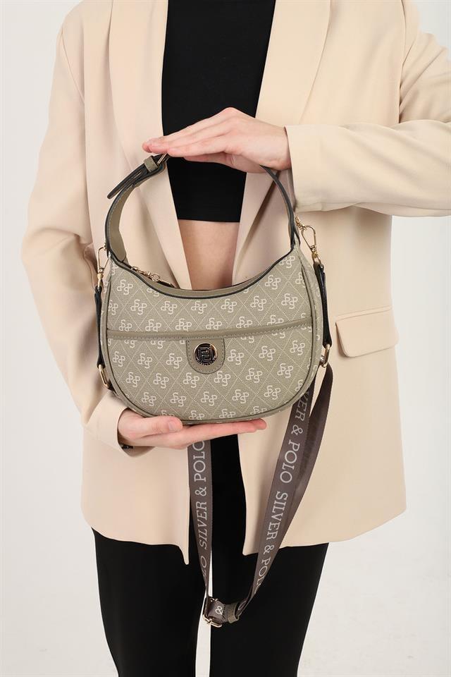 Silver & Polo SP1194 Kadın Omuz Çantası Monogram Y.Yeşil