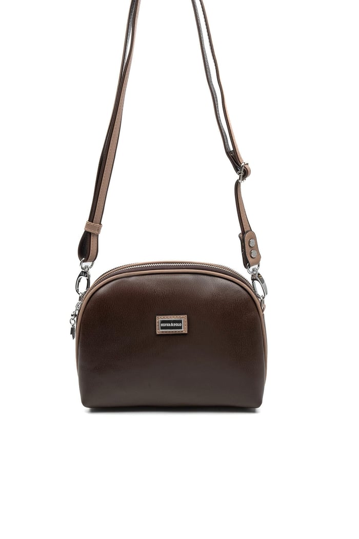 Silver Polo Kahve - Latte Düz Kadın Çapraz Çanta SP765