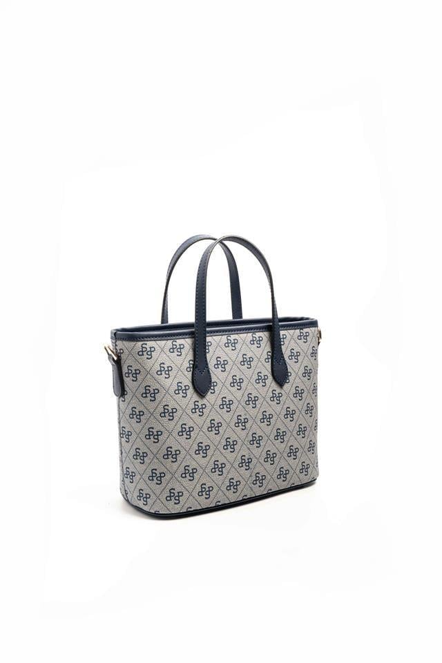 Silver Polo Gri - Lacivert Monogram Kadın El Çantası SP1185