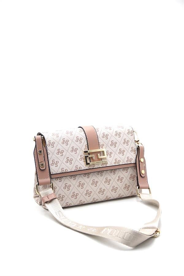 Silver & Polo SP1009 Kadın Çapraz Çanta Monogram Pembe-Somon