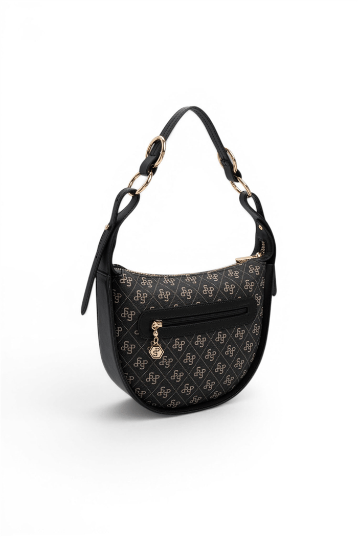 Silver & Polo SP1270 Kadın Omuz Çantası Monogram Füme-Siyah