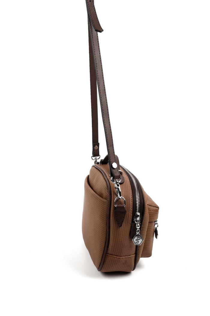 Silver Polo Karamel - Kahve Petek Kadın Çapraz Çanta SP1186