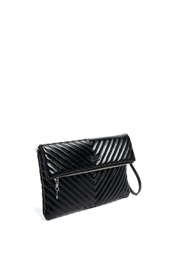 Silver Polo Kırışık Siyah - Kırışık Siyah Kapitone V Kadın Portföy ve Clutch El Çantası SP1134