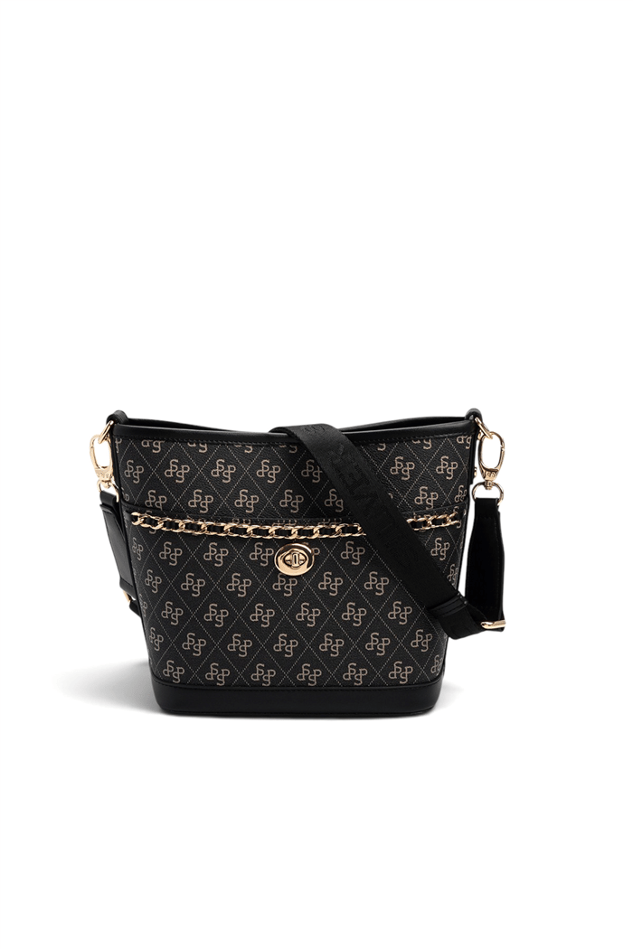 Silver & Polo SP1284 Kadın Omuz Çantası Monogram Füme-Siyah