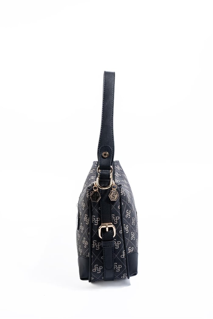 Silver Polo Füme - Siyah Monogram Kadın Omuz Çantası SP1269