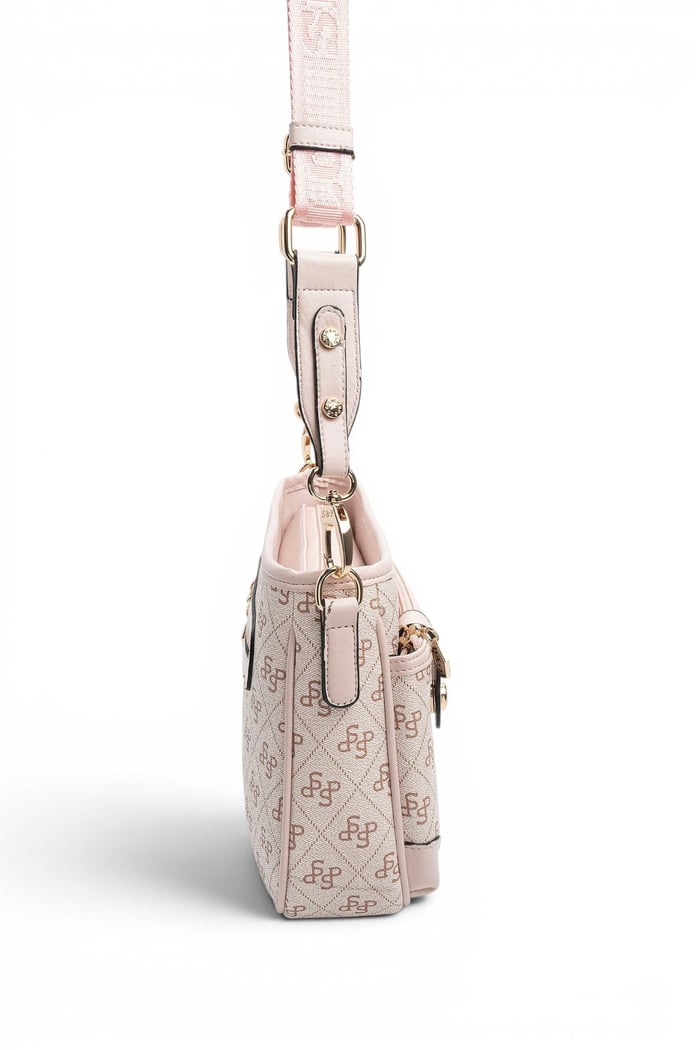 Silver Polo Pembe - Pudra Monogram Kadın Çapraz Çanta SP1160