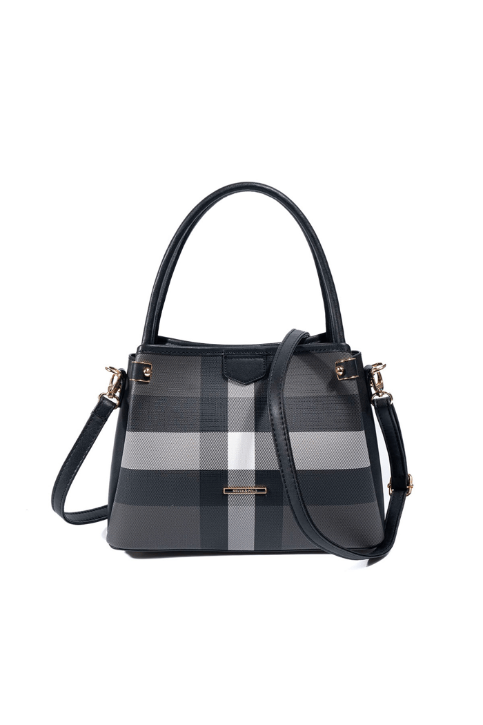 Silver & Polo SP1254 Kadın El Çantası Ekose Siyah