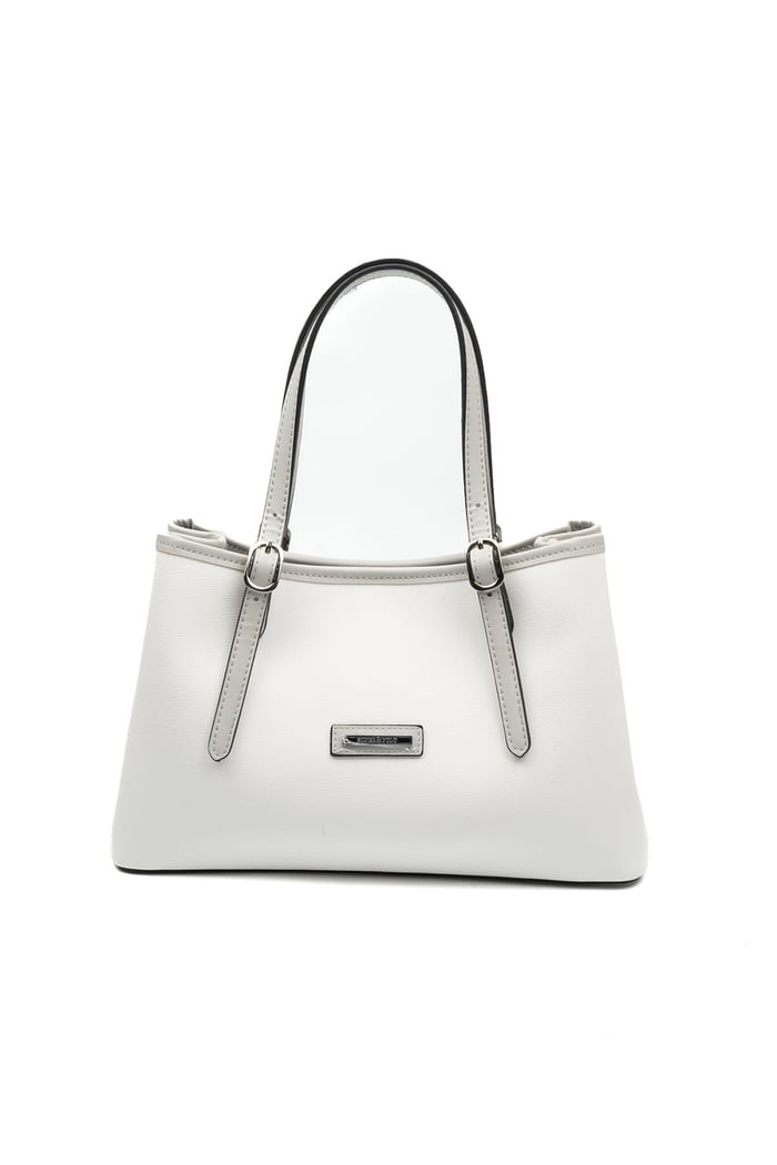 Silver & Polo SP1252 Kadın El Çantası Düz Beyaz-A.Gri