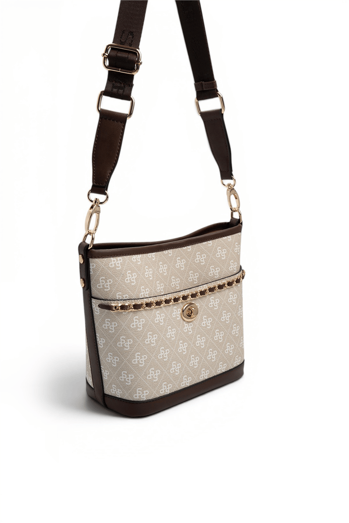 Silver Polo Taş - Kahve Monogram Kadın Omuz Çantası SP1284