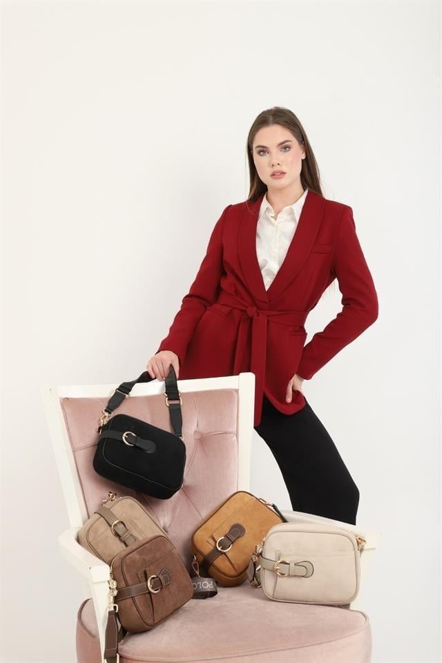 Silver Polo Siyah - Siyah Süet Kadın Çapraz Çanta SP1256