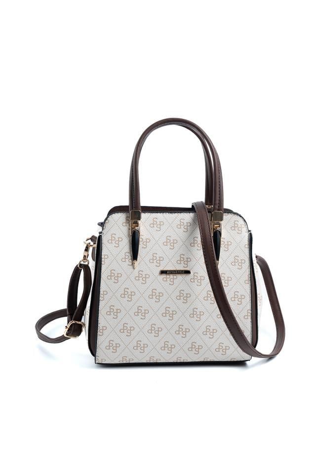 Silver & Polo SP1136 Kadın El Çantası Monogram Bej-Kahve